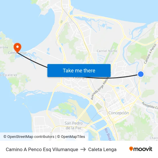 Camino A Penco Esq Vilumanque to Caleta Lenga map