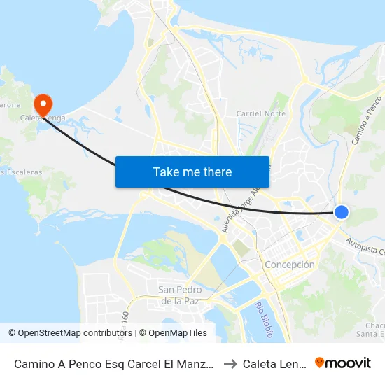 Camino A Penco Esq Carcel El Manzano to Caleta Lenga map