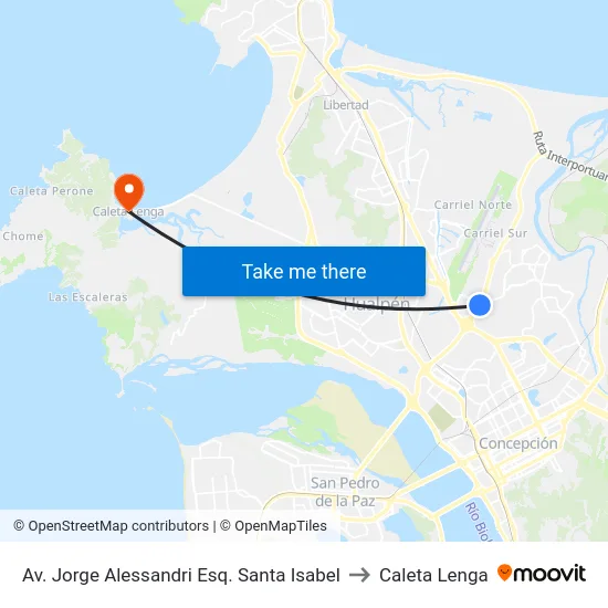 Av. Jorge Alessandri Esq. Santa Isabel to Caleta Lenga map