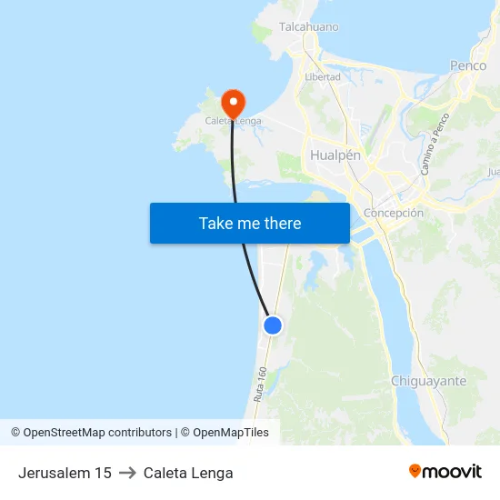 Jerusalem 15 to Caleta Lenga map
