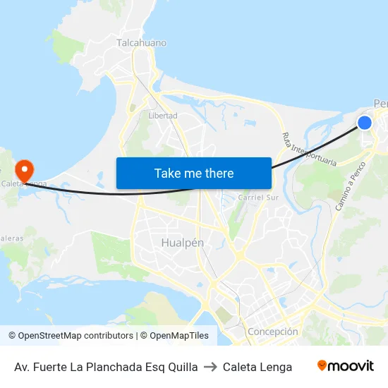 Av. Fuerte La Planchada Esq Quilla to Caleta Lenga map
