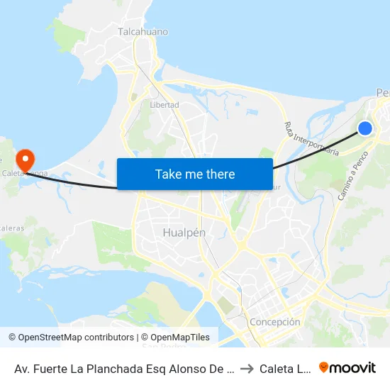 Av. Fuerte La Planchada Esq Alonso De Ercilla Oriente to Caleta Lenga map