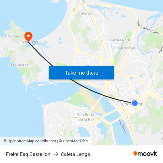 Freire Esq Castellon to Caleta Lenga map