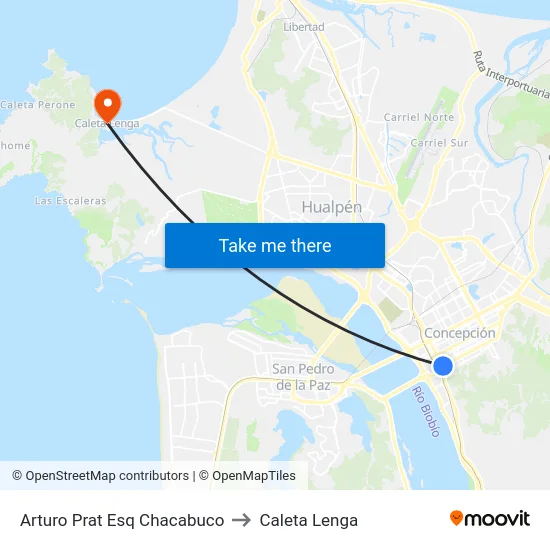 Arturo Prat Esq Chacabuco to Caleta Lenga map