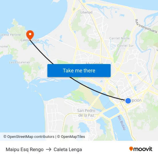 Maipu Esq Rengo to Caleta Lenga map
