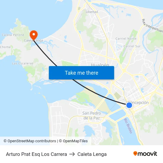 Arturo Prat Esq Los Carrera to Caleta Lenga map
