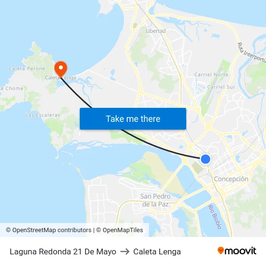 Laguna Redonda  21 De Mayo to Caleta Lenga map