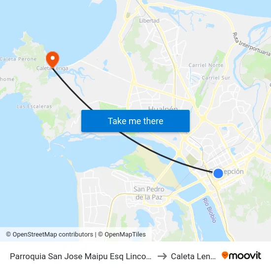 Parroquia San Jose  Maipu Esq Lincoyan to Caleta Lenga map