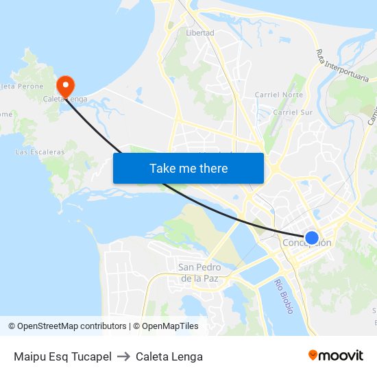 Maipu Esq Tucapel to Caleta Lenga map