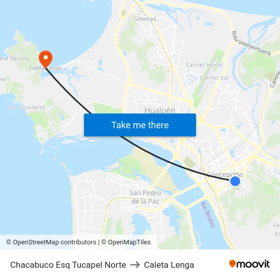 Chacabuco Esq Tucapel  Norte to Caleta Lenga map
