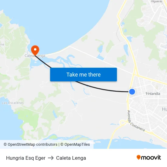 Hungria Esq Eger to Caleta Lenga map