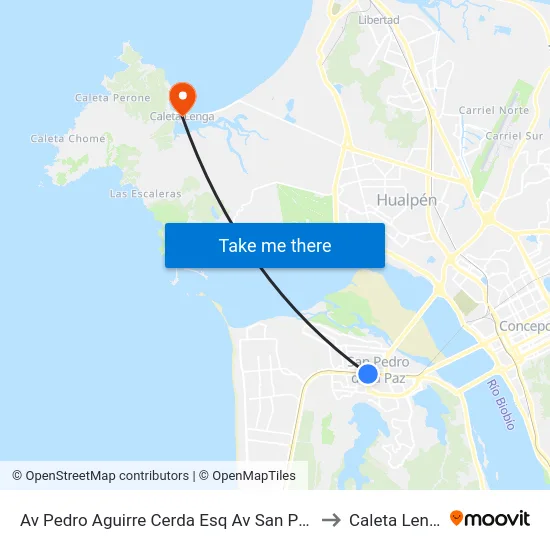 Av Pedro Aguirre Cerda Esq Av San Pedro to Caleta Lenga map