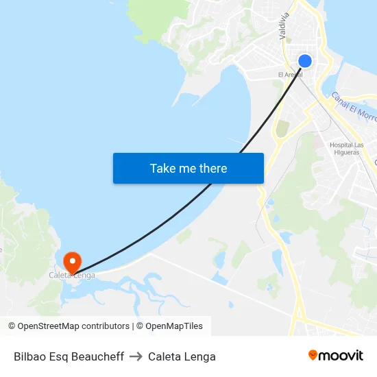 Bilbao Esq Beaucheff to Caleta Lenga map