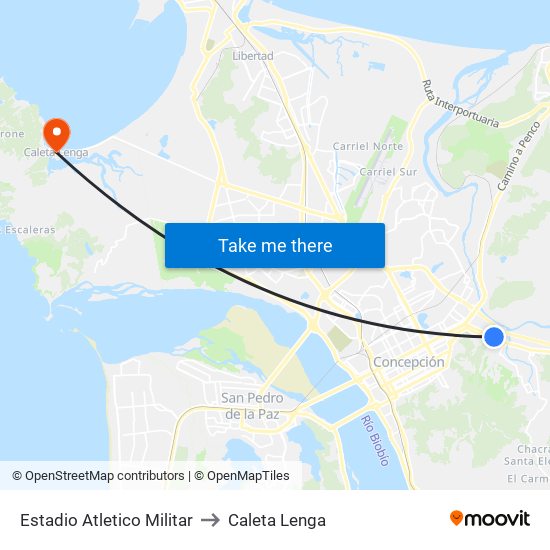 Estadio Atletico Militar to Caleta Lenga map