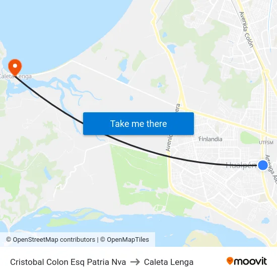 Cristobal Colon Esq Patria Nva to Caleta Lenga map