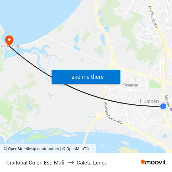 Crsitobal Colon Esq Mafil to Caleta Lenga map