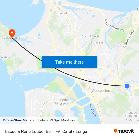 Escuela Rene Loubel Bert to Caleta Lenga map