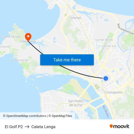 El Golf P2 to Caleta Lenga map