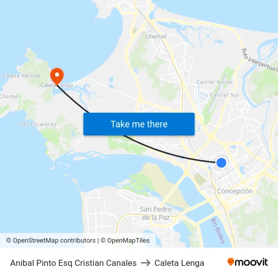Anibal Pinto Esq Cristian Canales to Caleta Lenga map