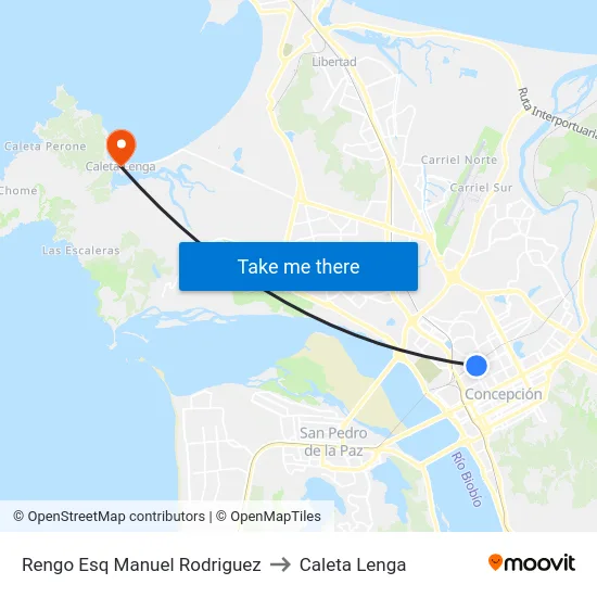 Rengo Esq Manuel Rodriguez to Caleta Lenga map