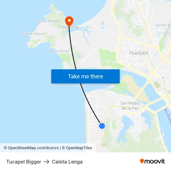 Tucapel  Bigger to Caleta Lenga map