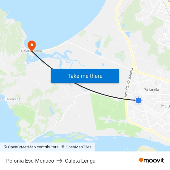 Polonia Esq Monaco to Caleta Lenga map