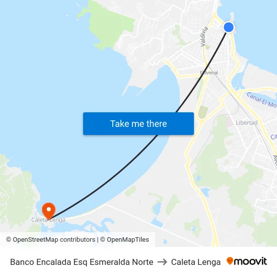Banco Encalada Esq Esmeralda  Norte to Caleta Lenga map