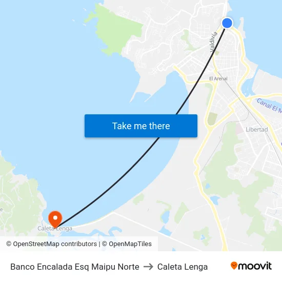 Banco Encalada Esq Maipu  Norte to Caleta Lenga map
