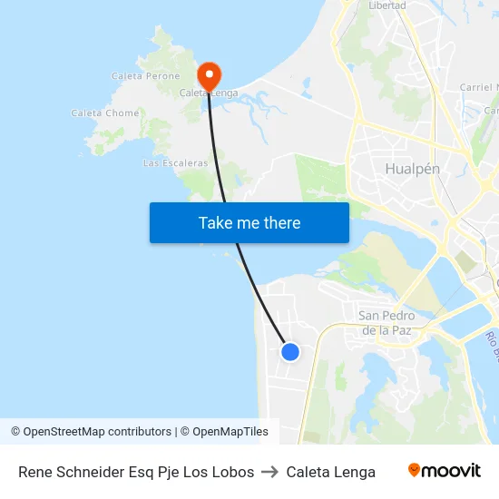 Rene Schneider Esq Pje Los Lobos to Caleta Lenga map