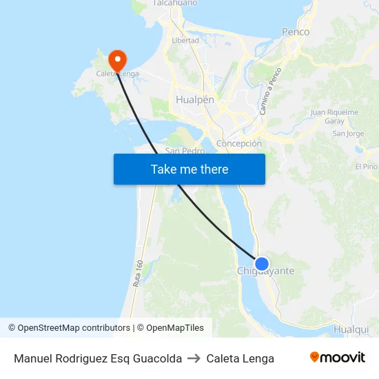 Manuel Rodriguez Esq Guacolda to Caleta Lenga map