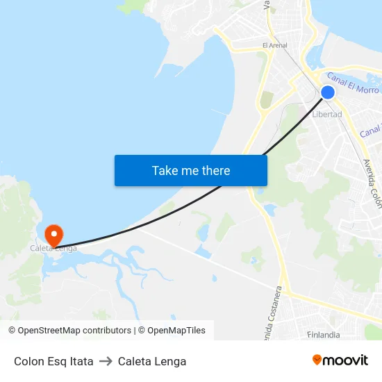 Colon Esq Itata to Caleta Lenga map