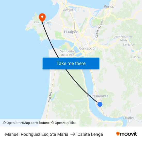Manuel Rodriguez Esq Sta Maria to Caleta Lenga map