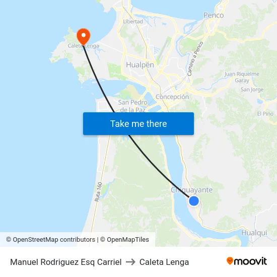 Manuel Rodriguez Esq Carriel to Caleta Lenga map