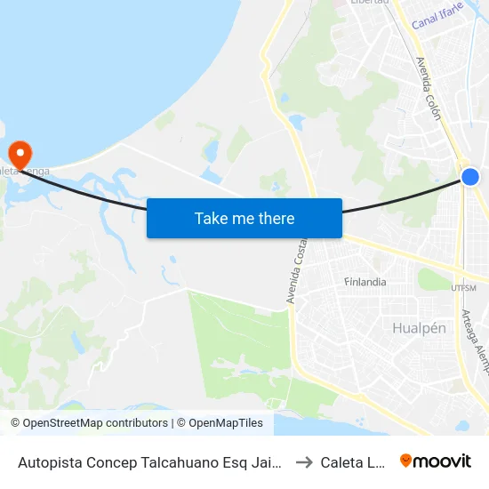 Autopista Concep Talcahuano Esq Jaime Repullo to Caleta Lenga map