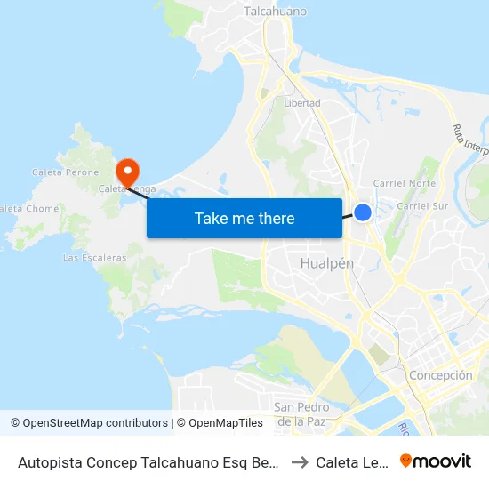 Autopista Concep Talcahuano Esq Benavente to Caleta Lenga map