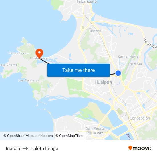 Inacap to Caleta Lenga map