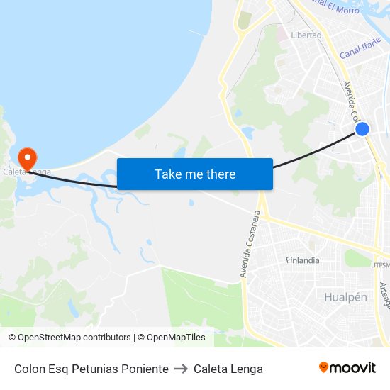 Colon Esq Petunias  Poniente to Caleta Lenga map