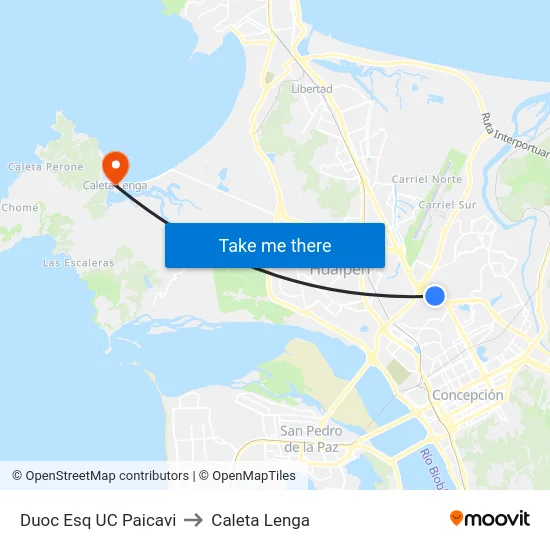 Duoc Esq UC  Paicavi to Caleta Lenga map