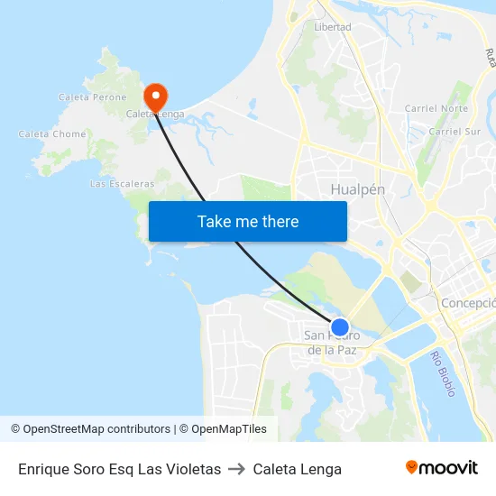 Enrique Soro Esq Las Violetas to Caleta Lenga map