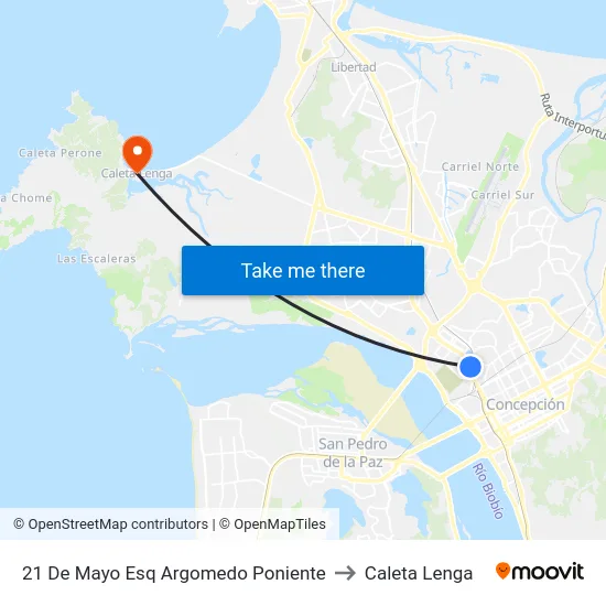 21 De Mayo Esq Argomedo  Poniente to Caleta Lenga map