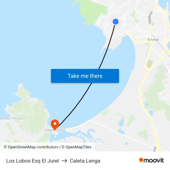 Los Lobos Esq El Jurel to Caleta Lenga map