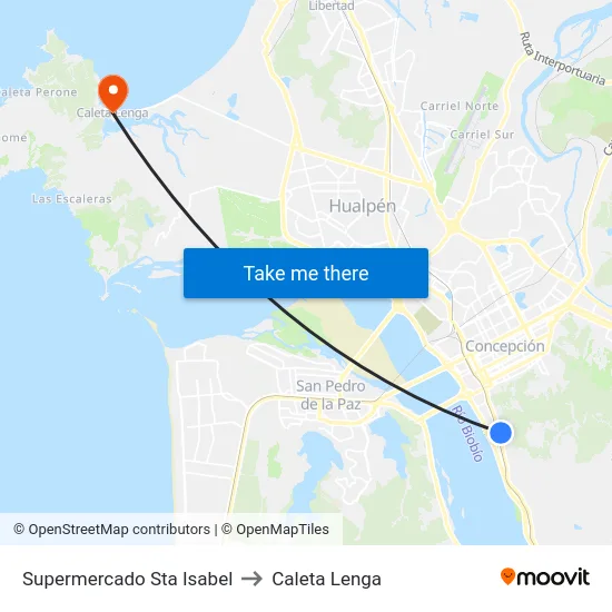 Supermercado Sta Isabel to Caleta Lenga map