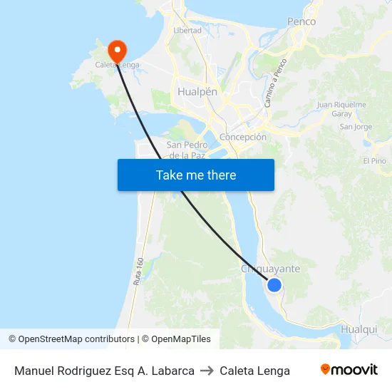 Manuel Rodriguez Esq A. Labarca to Caleta Lenga map
