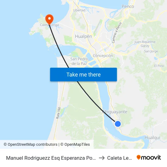 Manuel Rodriguezz Esq Esperanza  Poniente to Caleta Lenga map