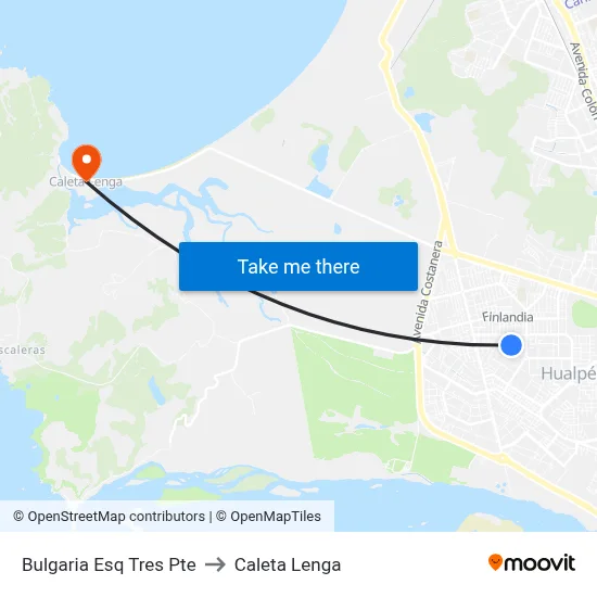 Bulgaria Esq Tres Pte to Caleta Lenga map