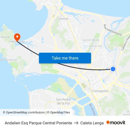 Andalien Esq Parque Central  Poniente to Caleta Lenga map