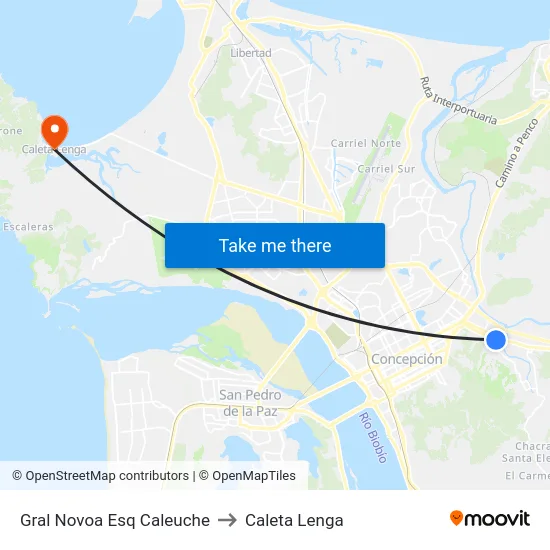 Gral Novoa Esq Caleuche to Caleta Lenga map