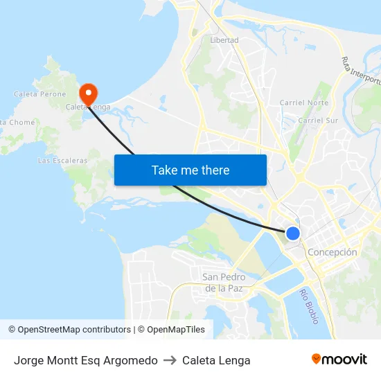 Jorge Montt Esq Argomedo to Caleta Lenga map