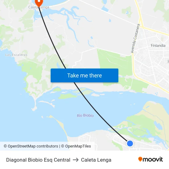 Diagonal Biobio Esq Central to Caleta Lenga map