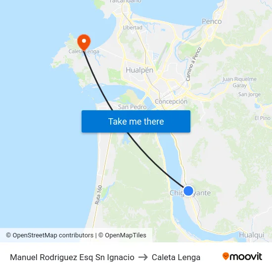 Manuel Rodriguez Esq Sn Ignacio to Caleta Lenga map